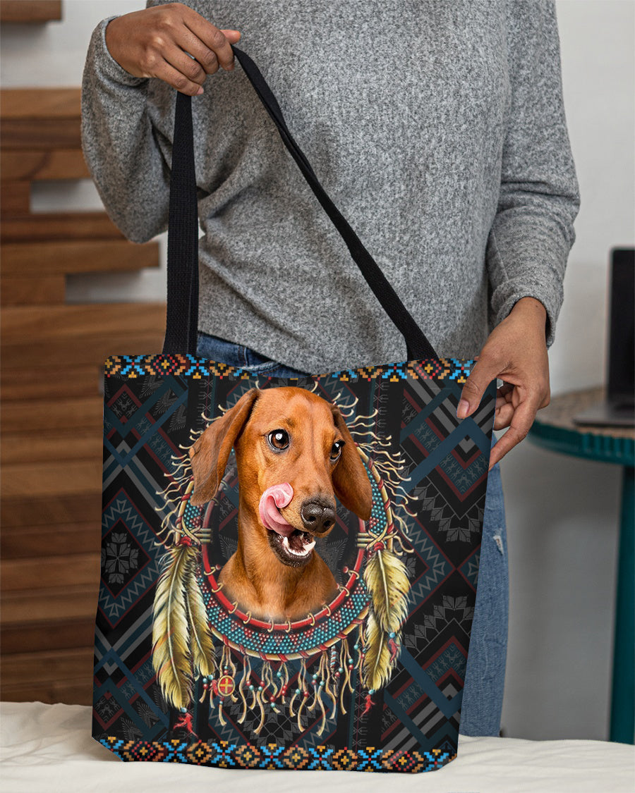 Red Dachshund  In Dreamcatcher Cloth Tote Bag
