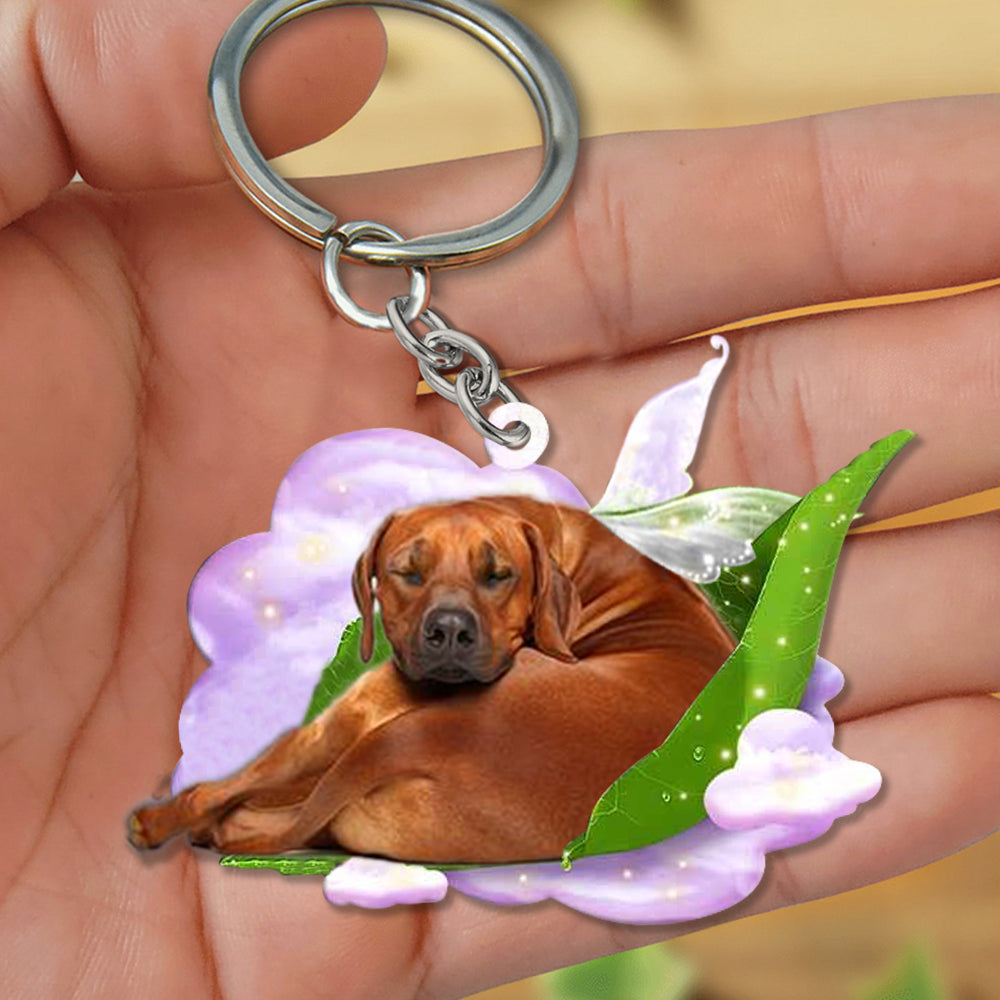 Rhodesian Ridgeback-Sleep On Fallen Leaves Flat Acrylic Keychain