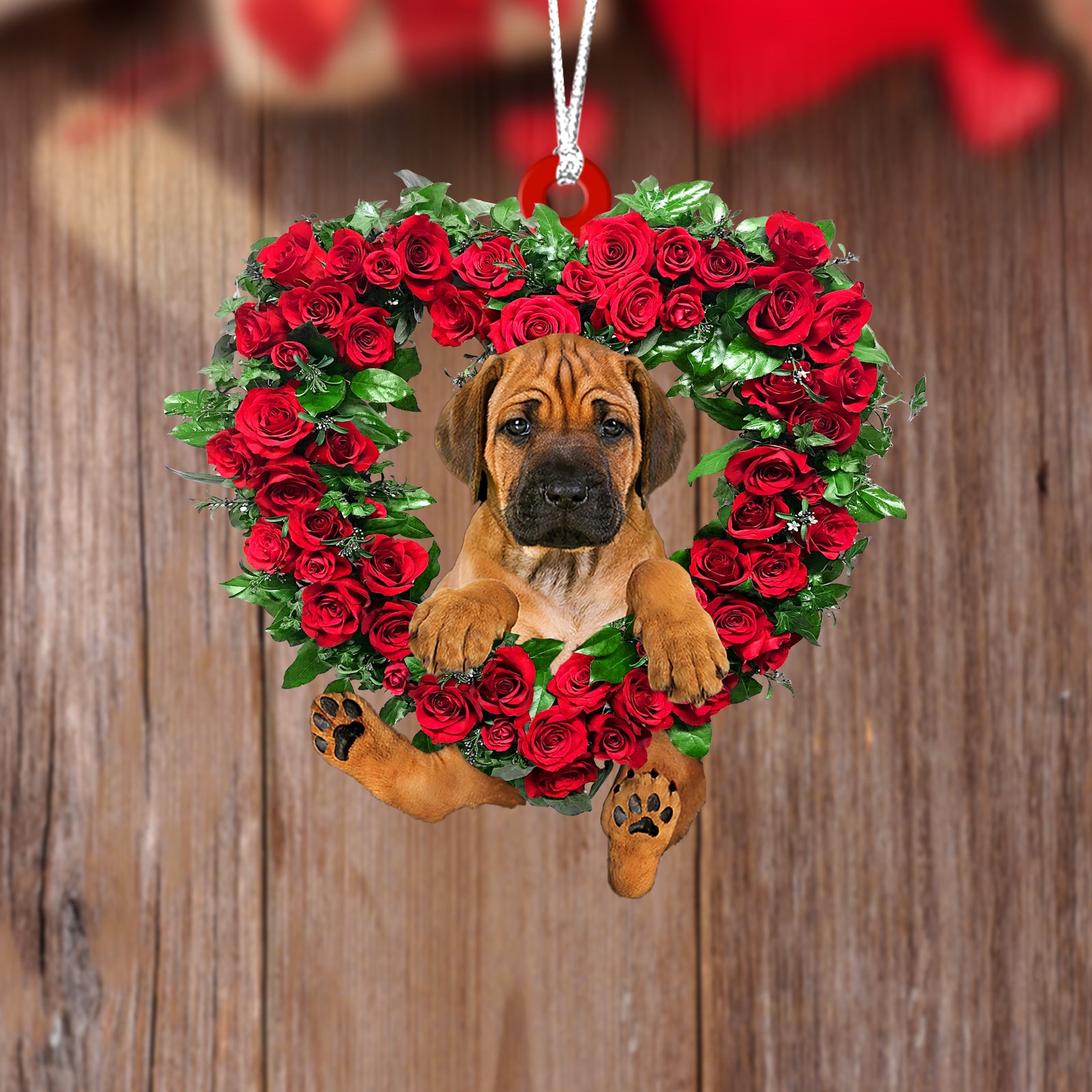 Rhodesian Ridgeback-Heart Wreath Two Sides Ornament