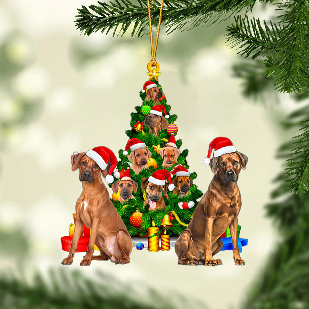 Rhodesian Ridgeback-Xmas Tree&amp;Dog-Two Sided Ornament