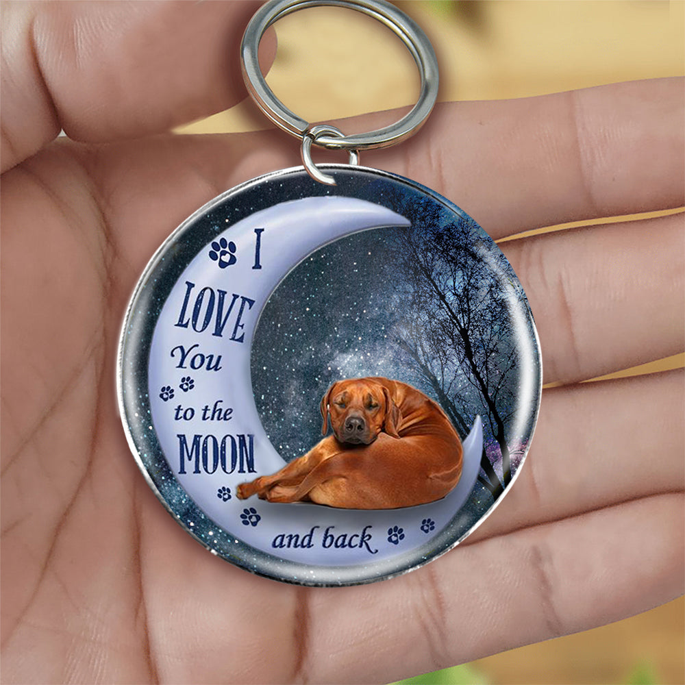 Rhodesian Ridgeback Moon Back-Round Resin Epoxy Metal Keychain