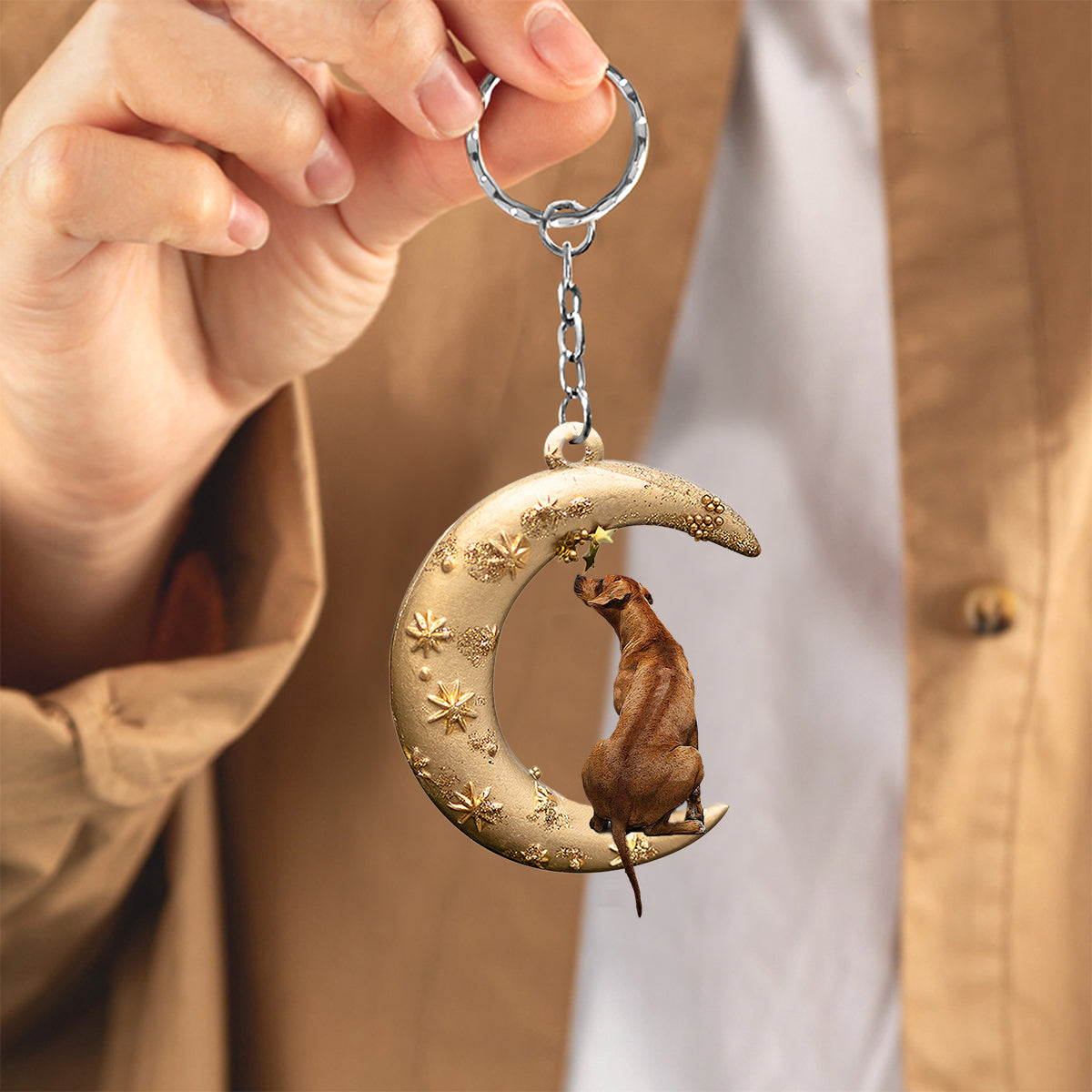 Rhodesian Ridgeback-Dog &amp; Moon Flat Acrylic Keychain