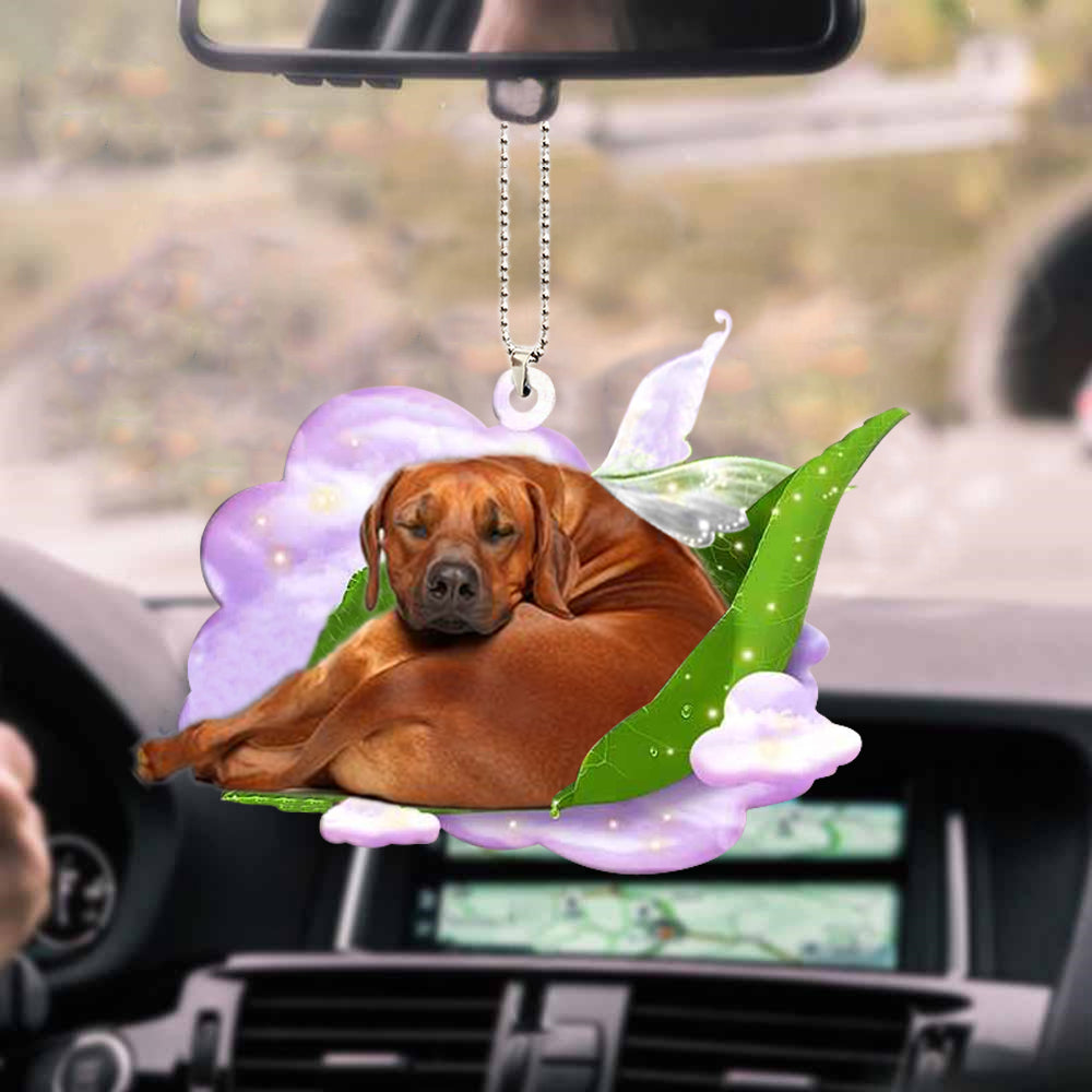 Rhodesian Ridgeback-Sleep On Fallen Leaves-Two Sided Ornament