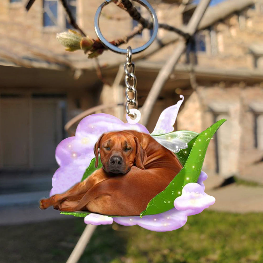 Rhodesian Ridgeback-Sleep On Fallen Leaves Flat Acrylic Keychain