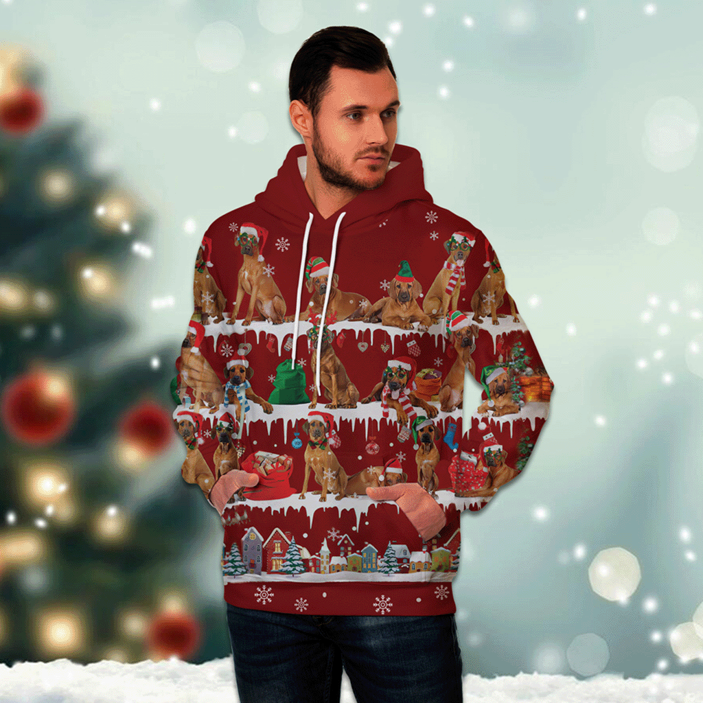 Rhodesian Ridgeback - Snow Christmas - 3D Hoodie