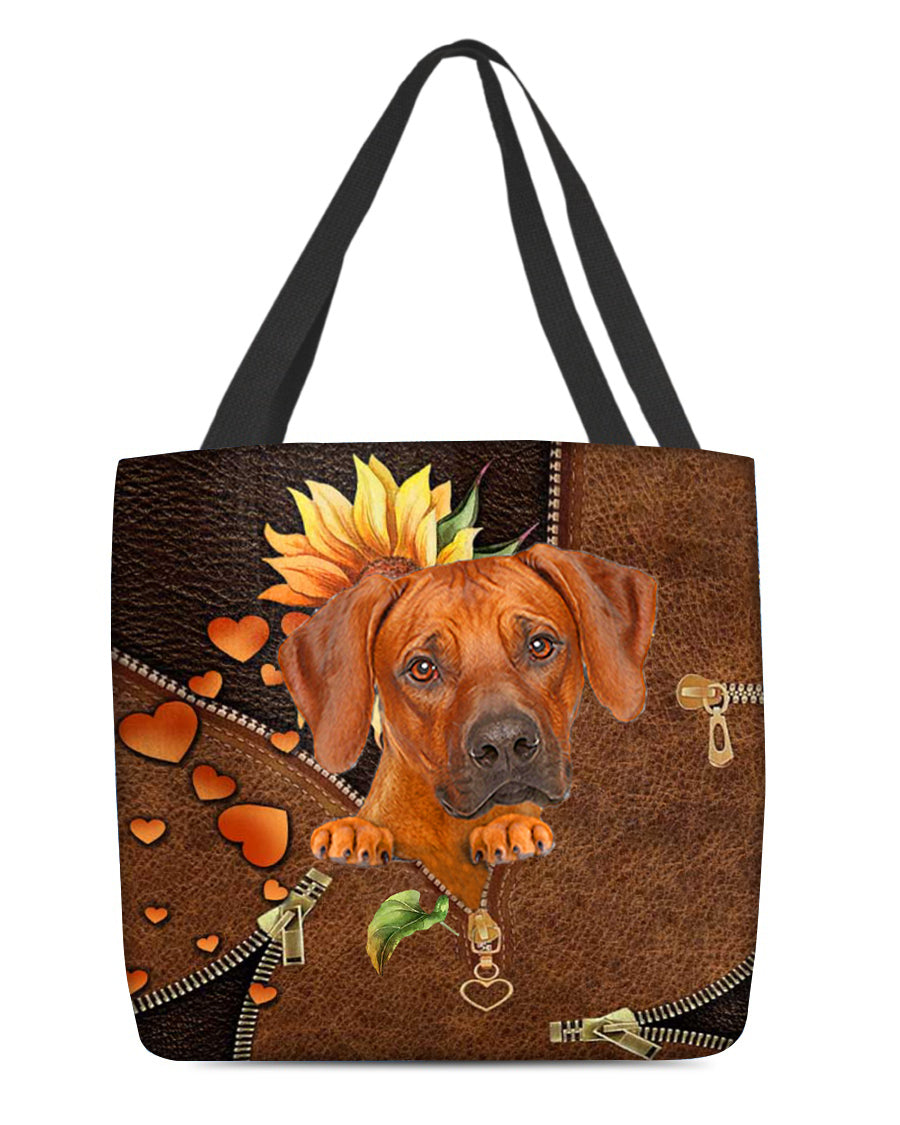 Rhodesian ridgeback-Sunflower&amp;zipper Cloth Tote Bag