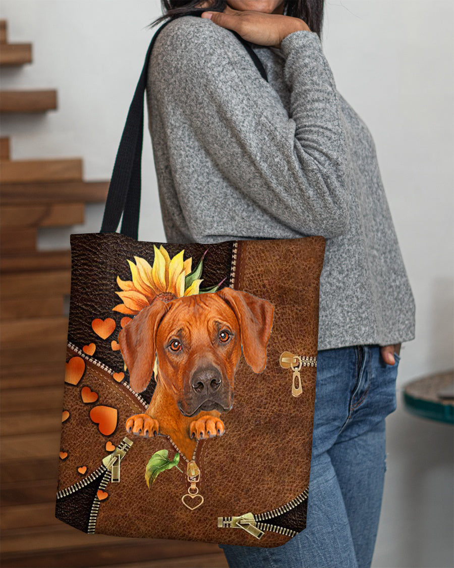 Rhodesian ridgeback-Sunflower&amp;zipper Cloth Tote Bag