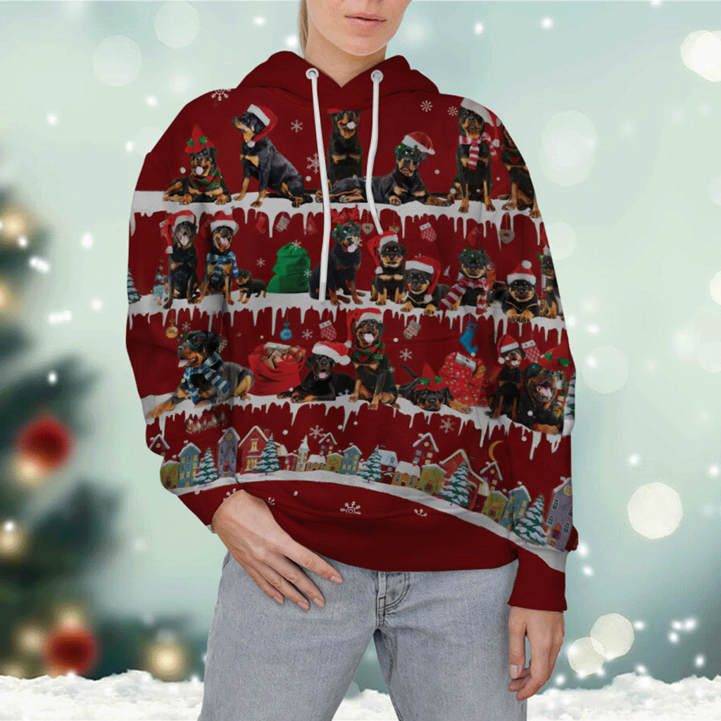 Rottweiler - Snow Christmas - 3D Hoodie