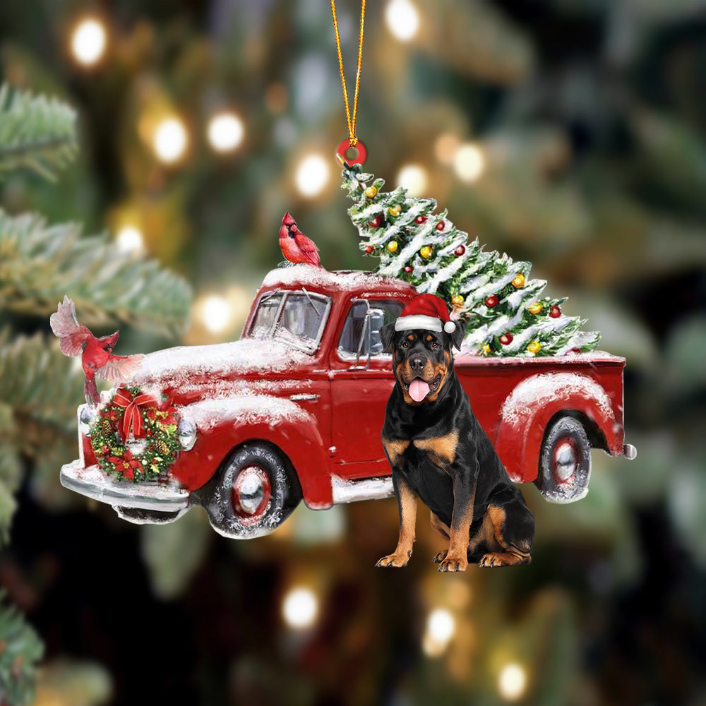 Rottweiler-Cardinal & Truck Two Sided Ornament