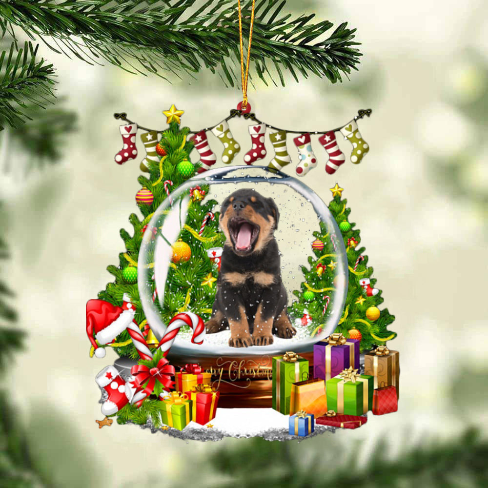 Rottweiler-Christmas Crystal Box Dog-Two Sided Ornament