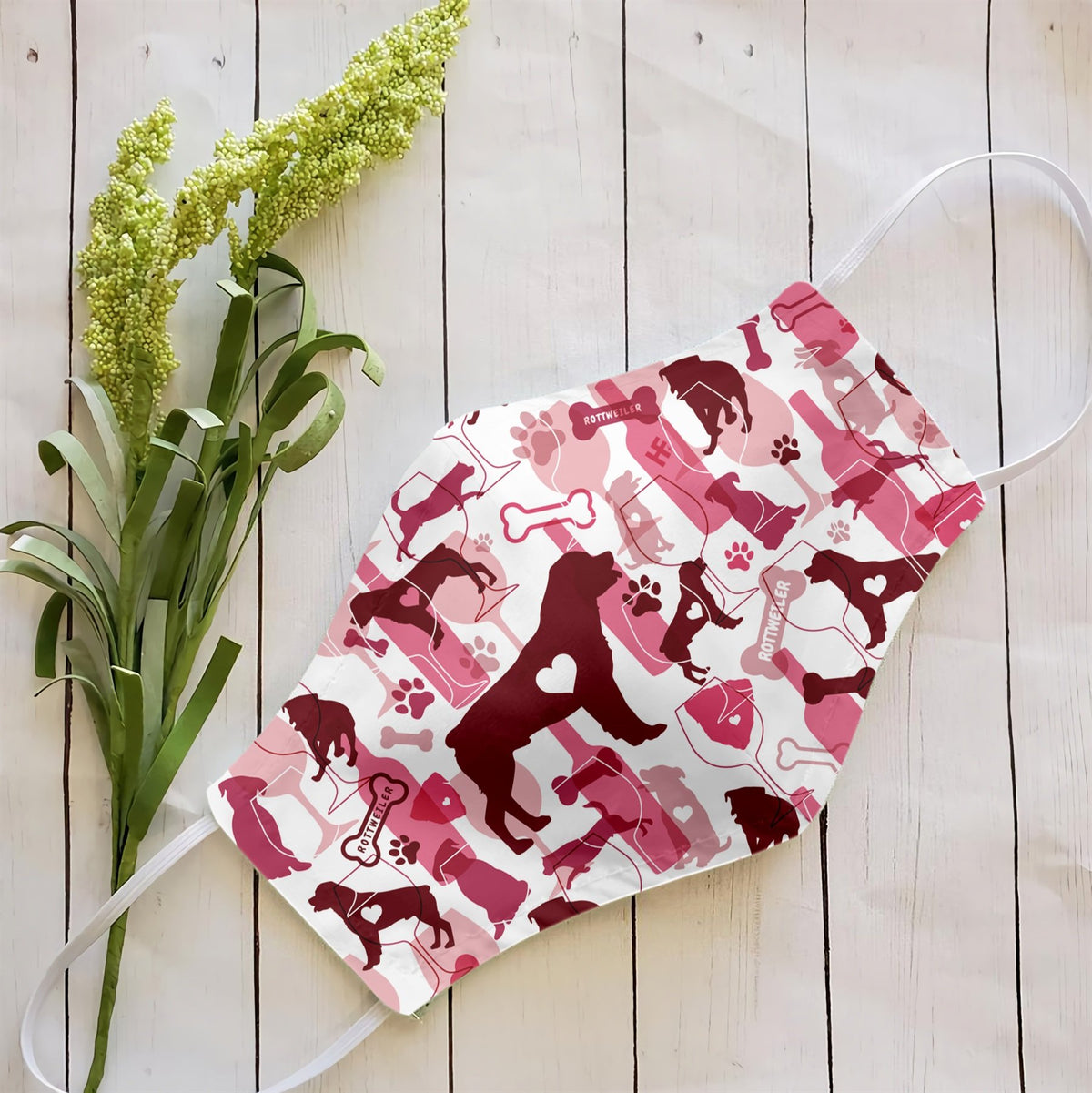 Rottweiler &amp;amp; Wine Pattern EZ07 2707 Face Mask