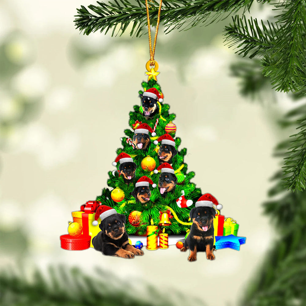 Rottweiler-Xmas Tree&amp;Dog-Two Sided Ornament