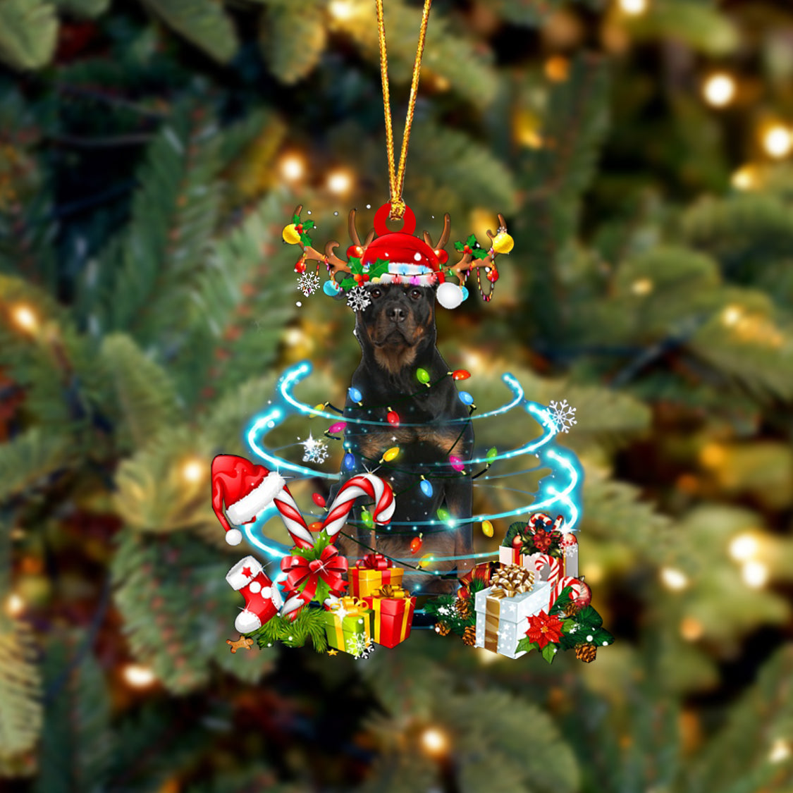 Rottweiler 2-Christmas Candy&amp;Gift-Two Sided Ornament