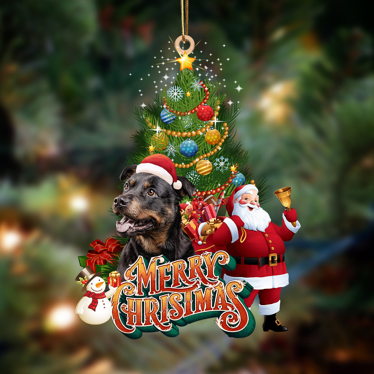 Rottweiler2-Christmas Tree&amp;Dog Hanging Ornament