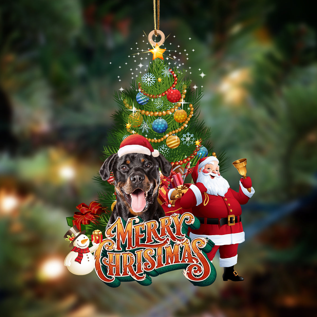 Rottweiler3-Christmas Tree&amp;Dog Hanging Ornament