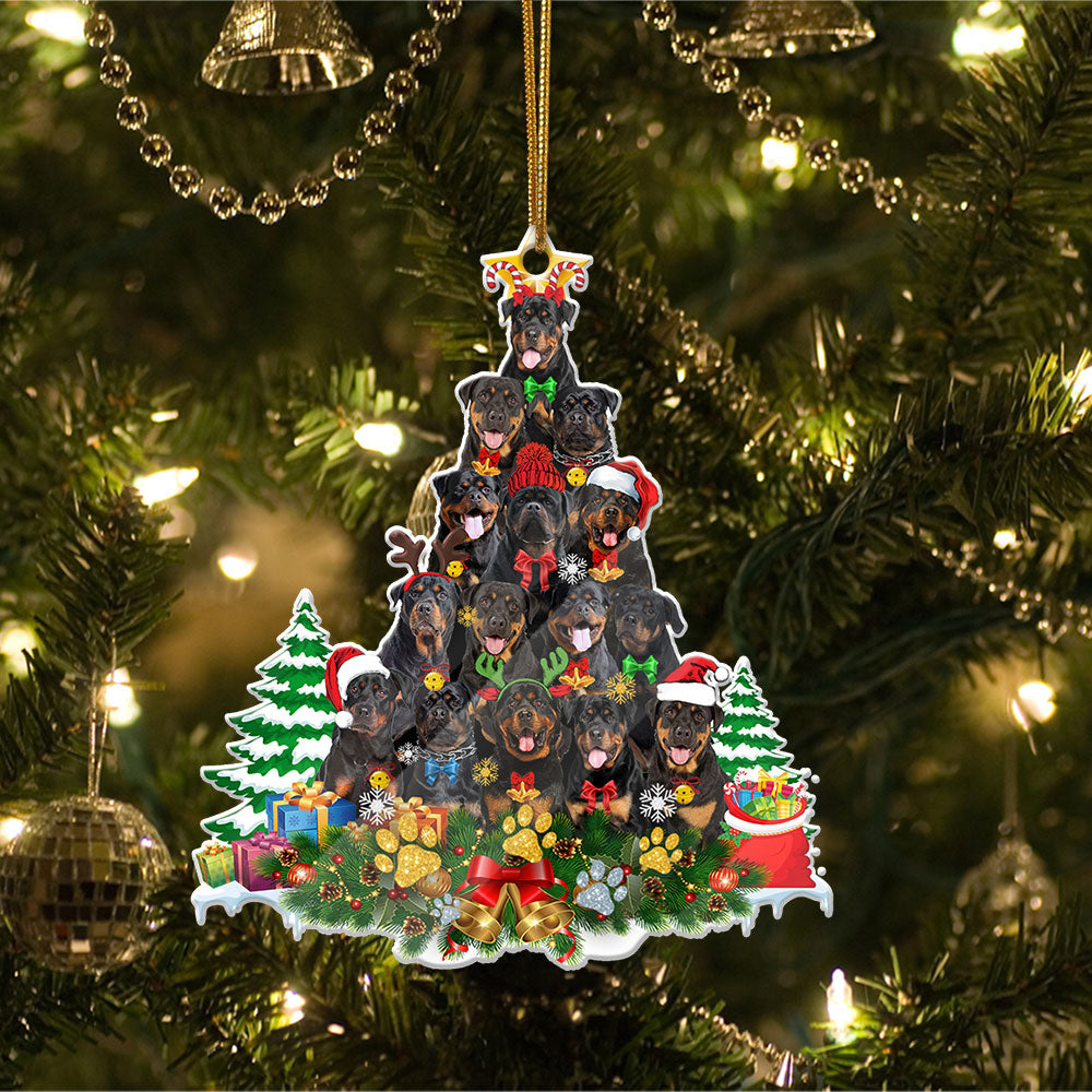 Rottweiler Full The Christmas Tree-Two Sided Ornament