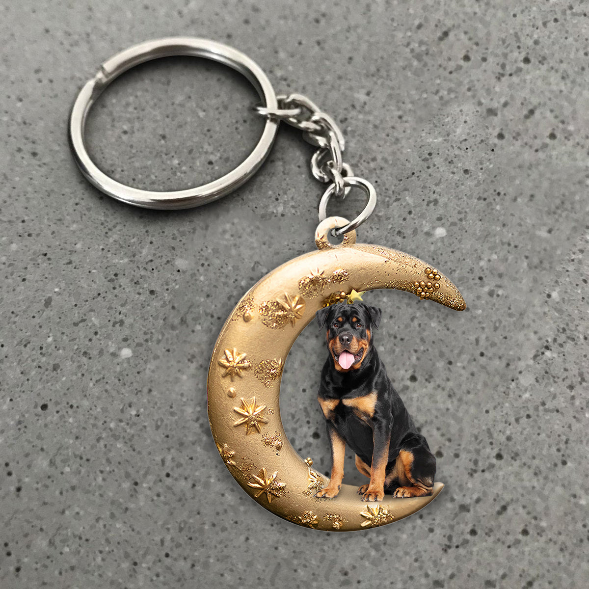Rottweiler (1)-Dog &amp; Moon Flat Acrylic Keychain