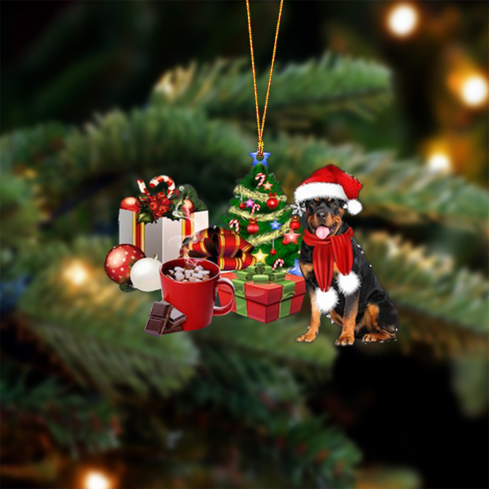 Rottweiler (2)-Christmas girl-Two Sided Ornament