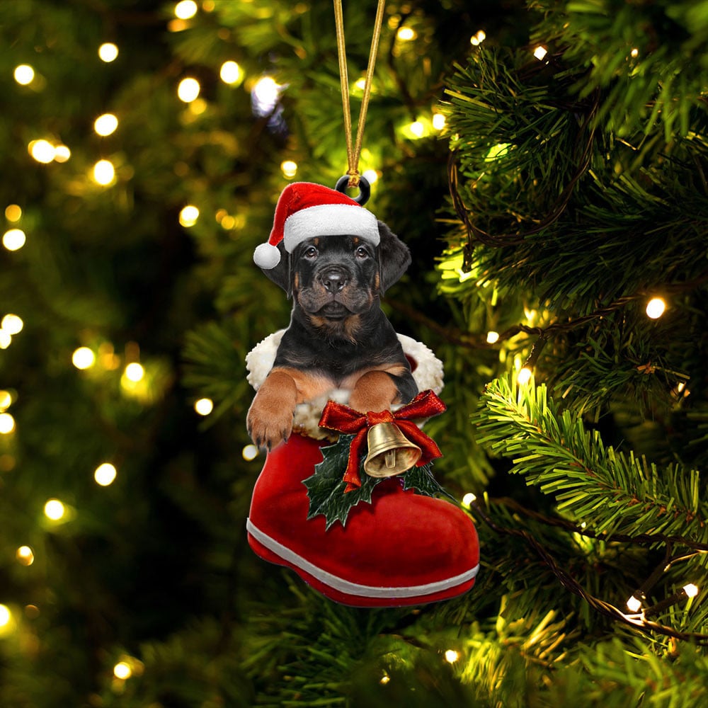 Rat Terrier-In Santa Boot Christmas-Two Sided Ornament