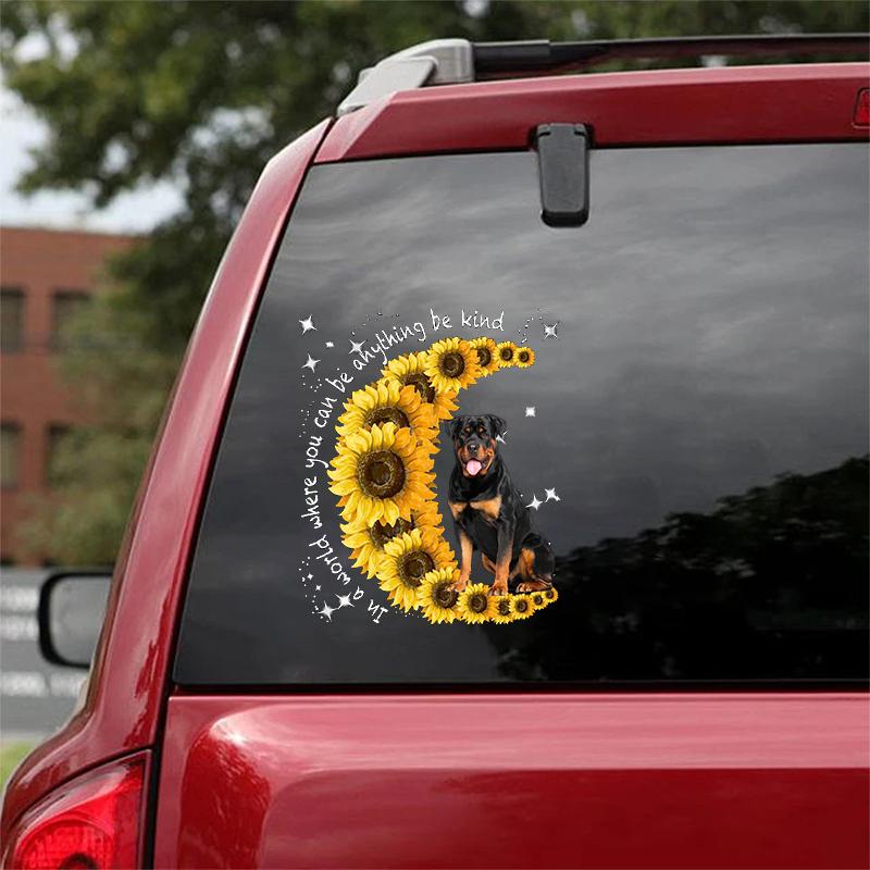 Rottweiler-Sunflower Be Kind Car Sticker
