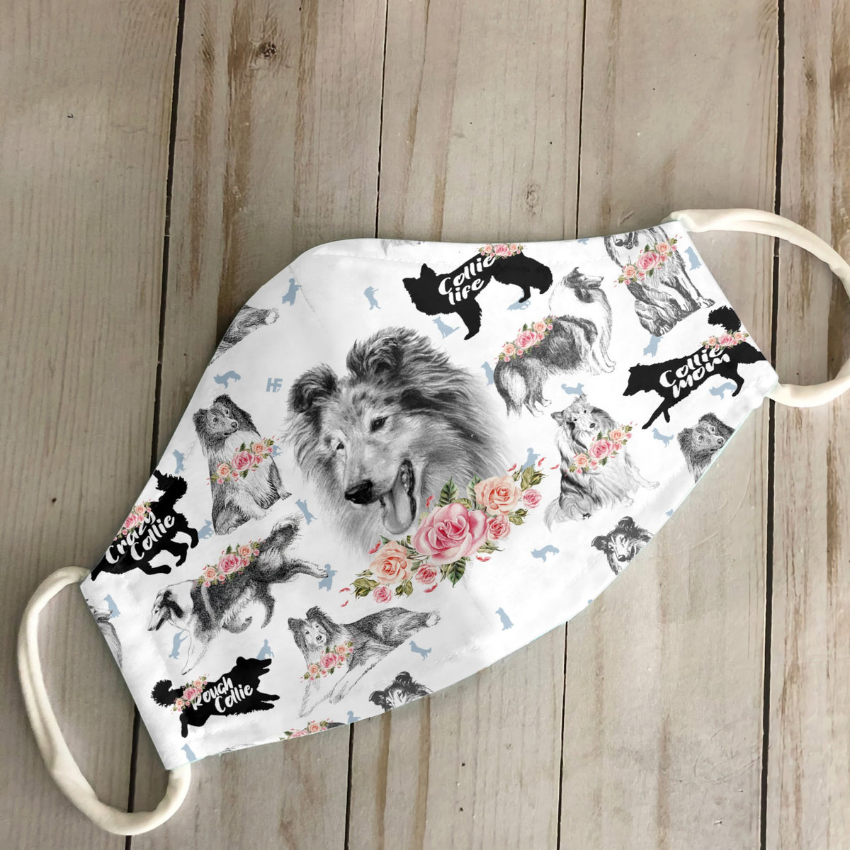 Rough Collie Floral Vintage EZ07 3006 Face Mask