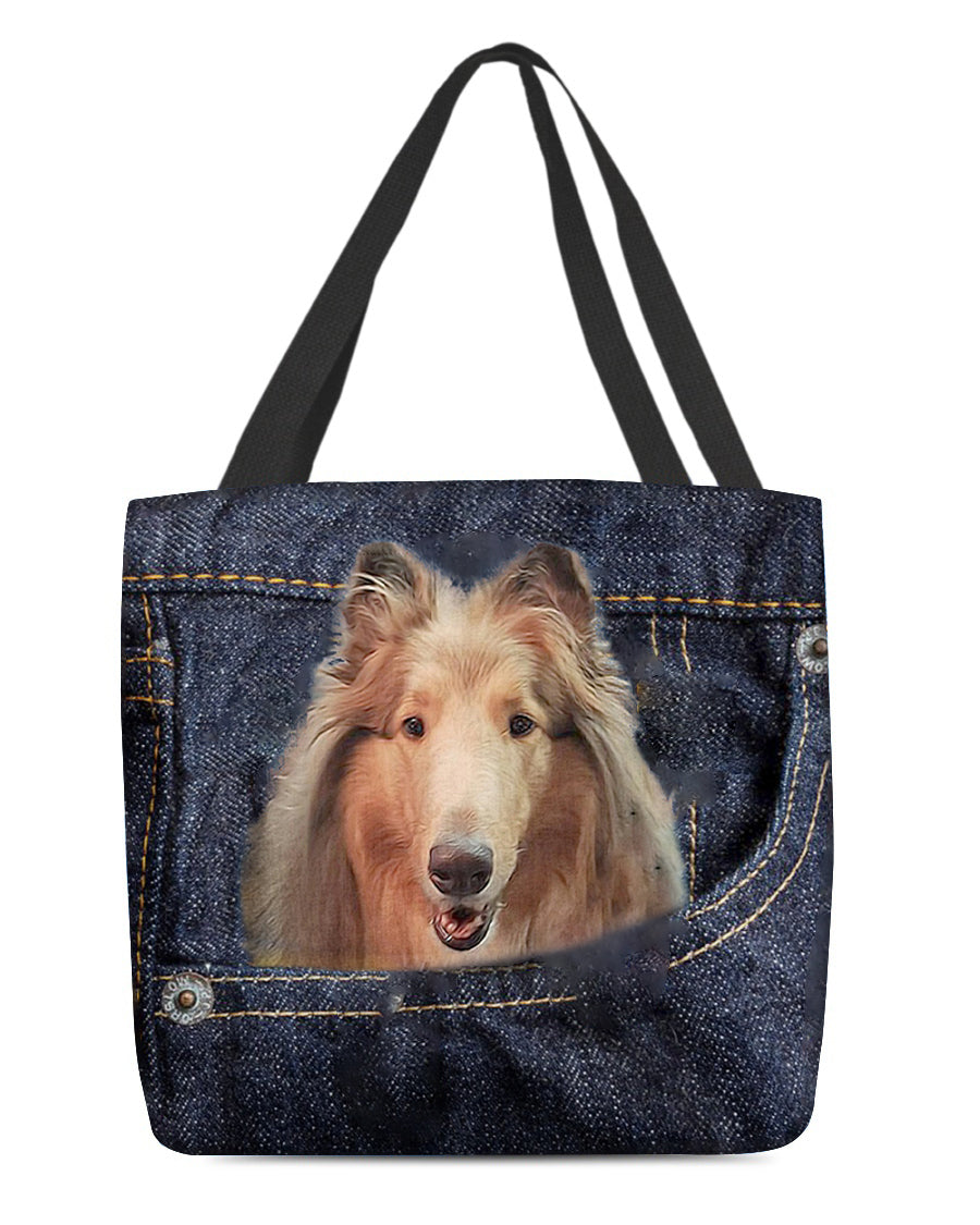 Rough Collie-Dark Denim-Cloth Tote Bag