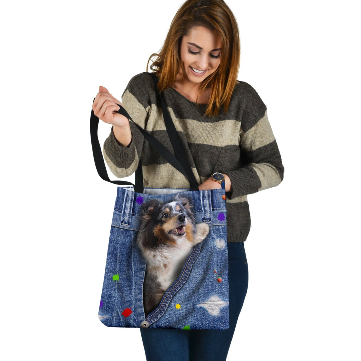SCOTTISH SHEEPDOG-The Rainbow-Cloth Tote Bag