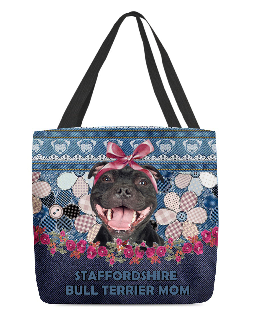 STAFFORDSHIRE BULL TERRIER-Flower Jean Gift for you-Cloth Tote Bag