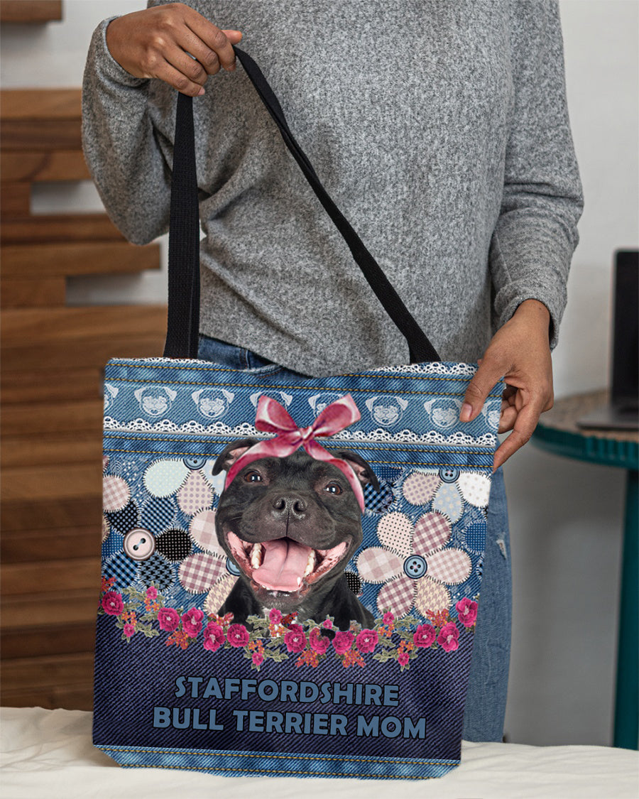 STAFFORDSHIRE BULL TERRIER-Flower Jean Gift for you-Cloth Tote Bag