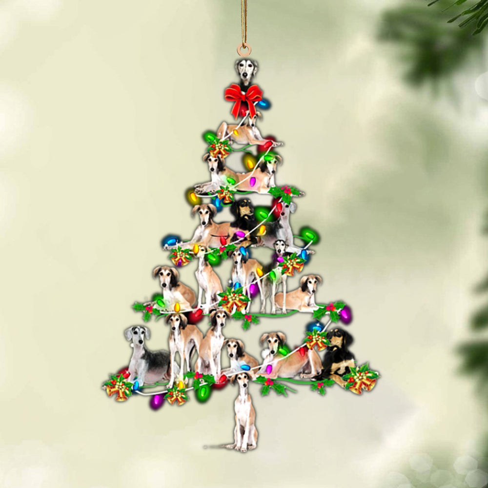 Saluki-Christmas Tree Lights-Two Sided Ornament