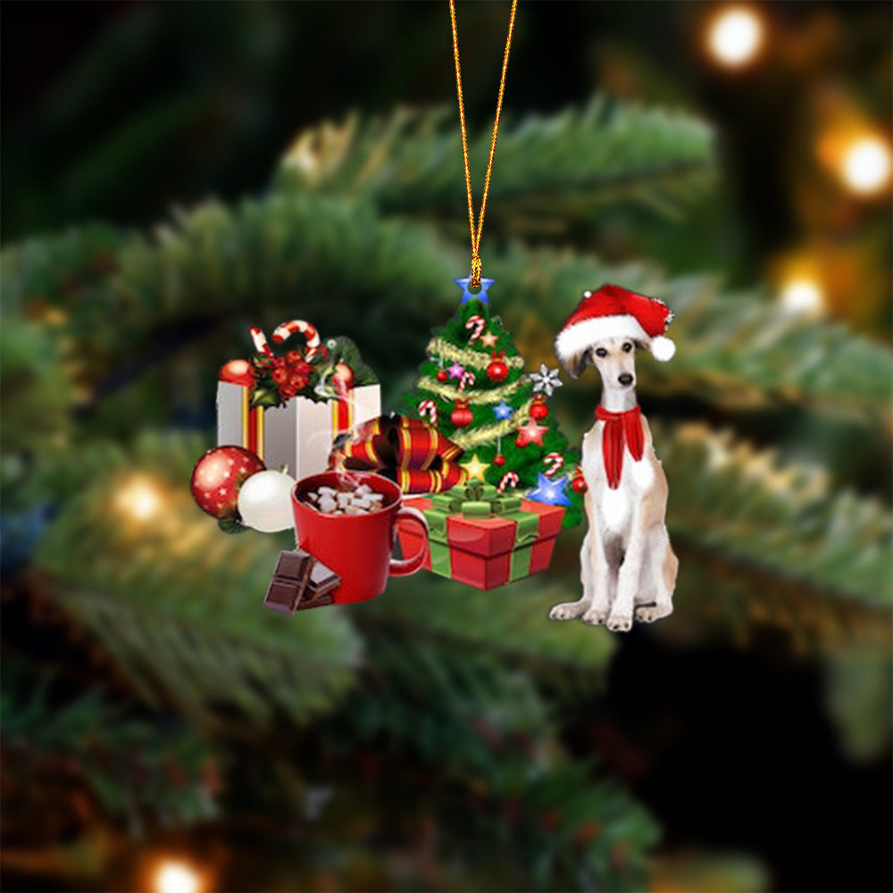 Saluki-Christmas girl-Two Sided Ornament