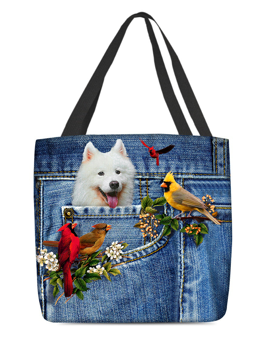 Samoyed-Cardinal &amp; Dog Cloth Tote Bag