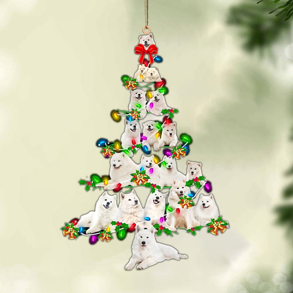 Samoyed-Christmas Tree Lights-Two Sided Ornament