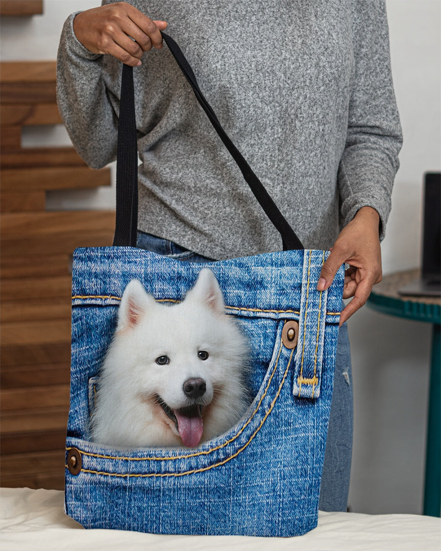 Samoyed-in pocket-Cloth Tote Bag