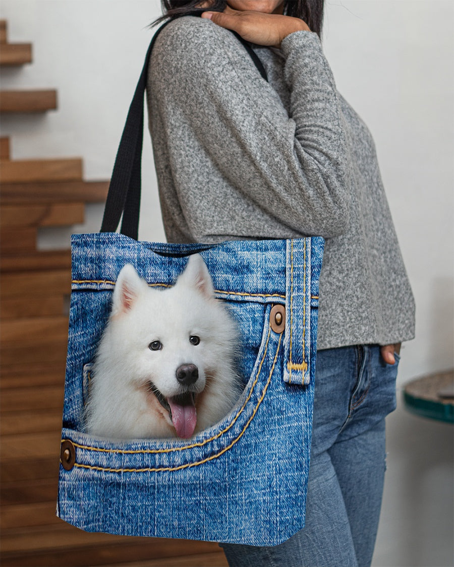 Samoyed-in pocket-Cloth Tote Bag