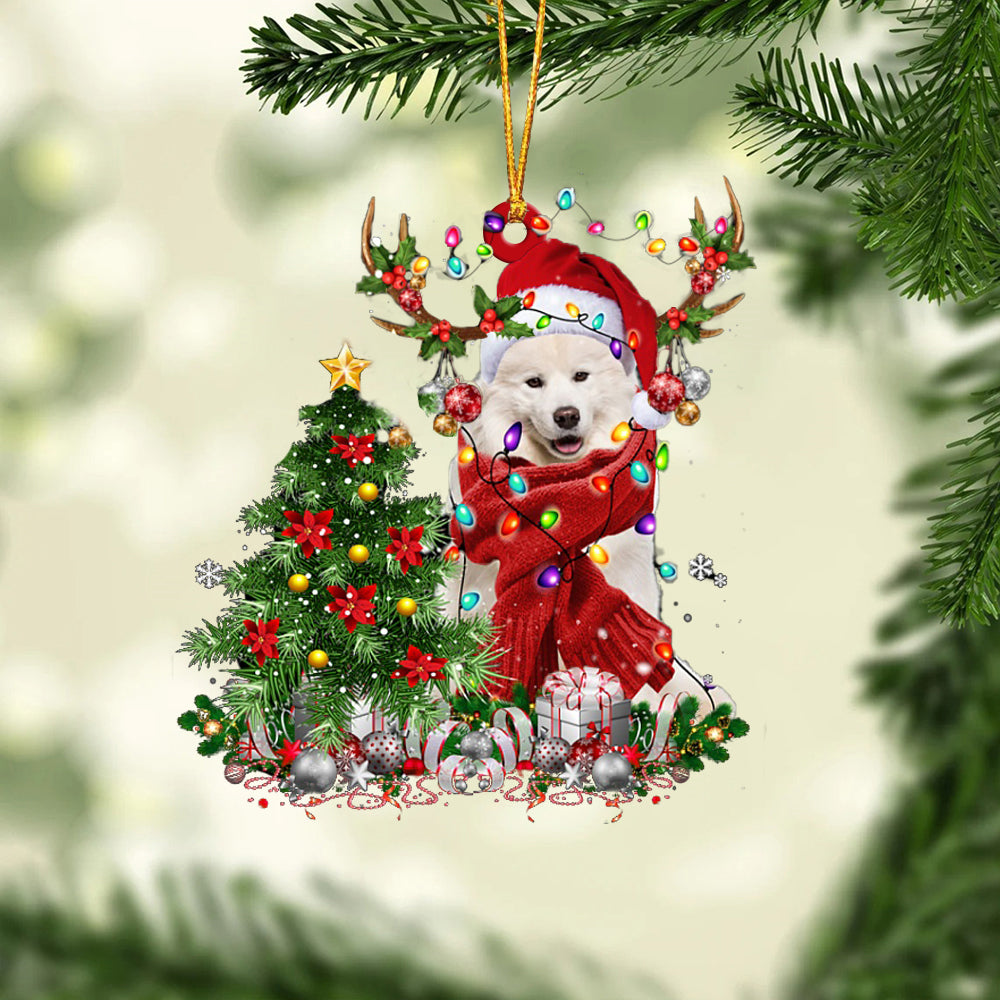 Samoyed-Reindeer Christmas-Two Sided Ornament