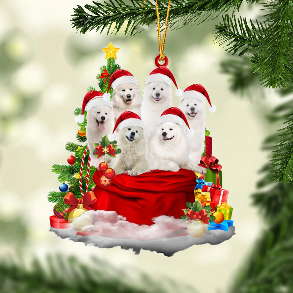 Samoyed-Christmas Bag&Dogs-Two Sided Ornament