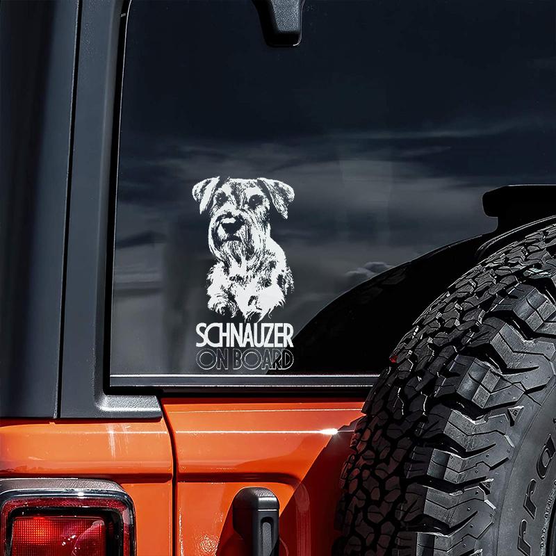 Schnauzer on Board-Car Window Sticker-Dog Sign Decal