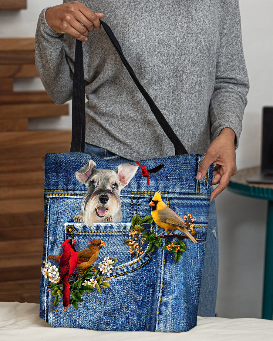Schnauzer-Cardinal &amp; Dog Cloth Tote Bag