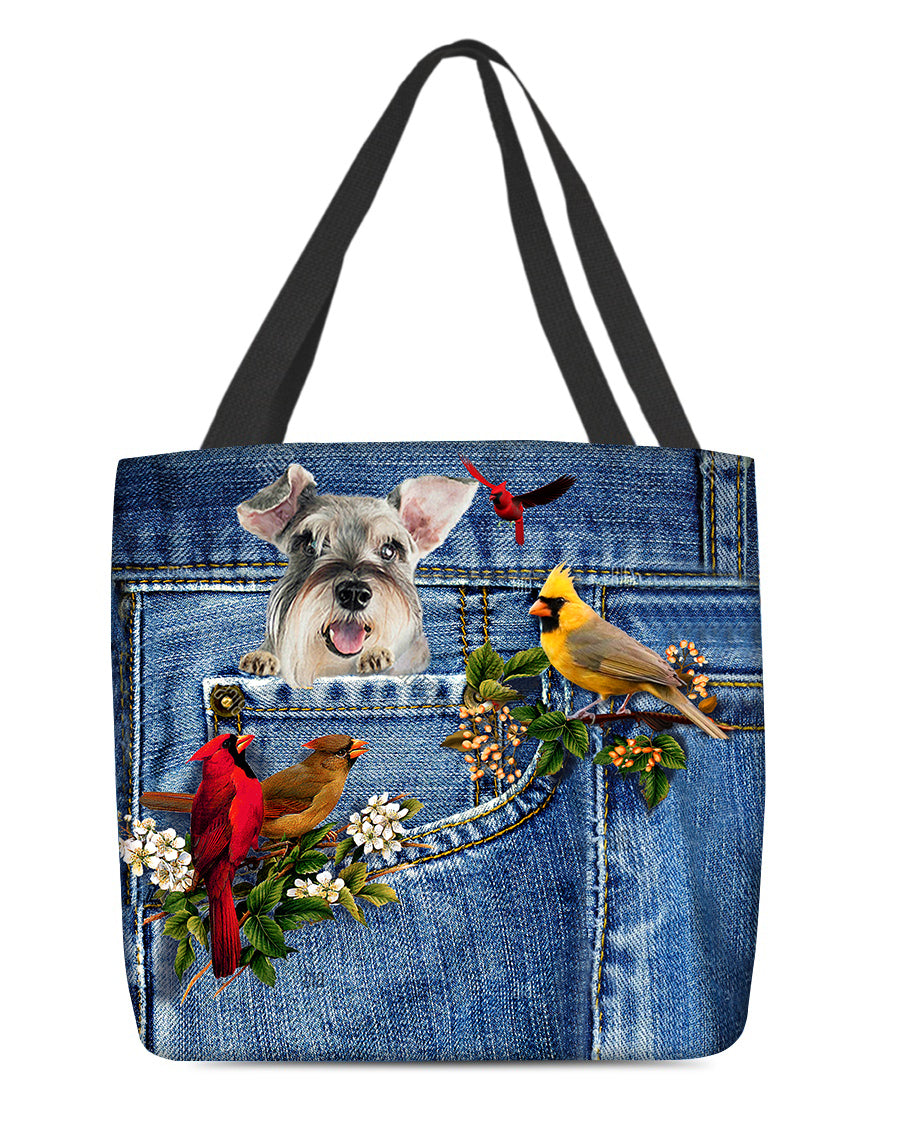 Schnauzer-Cardinal &amp; Dog Cloth Tote Bag