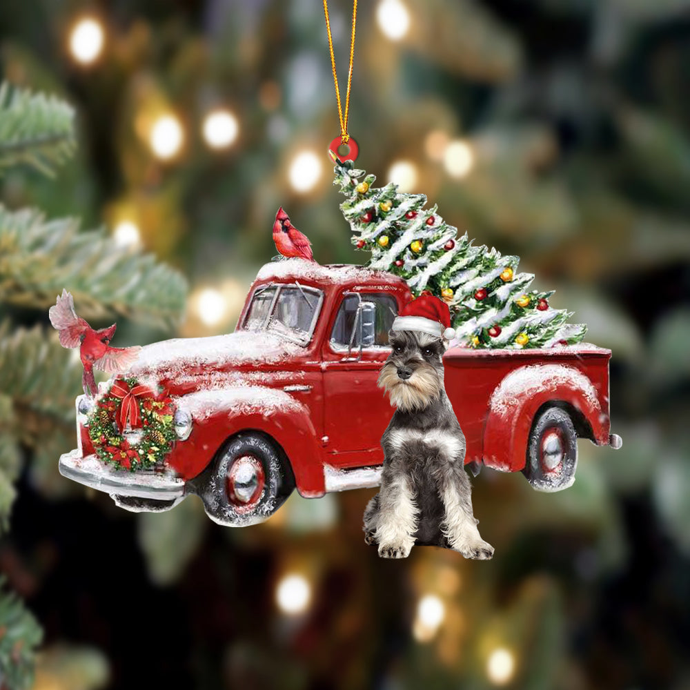 Schnauzer-Cardinal &amp; Truck Two Sided Ornament