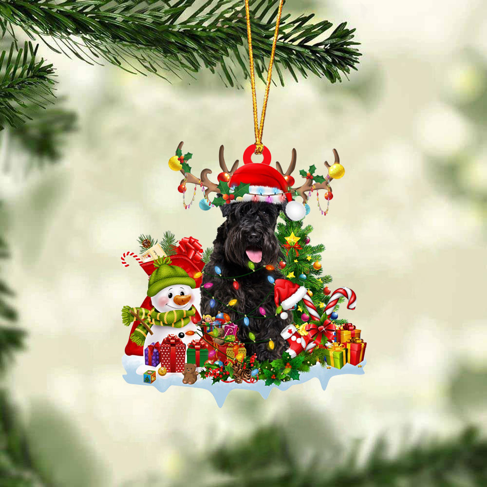 Schnauzer-Elk &amp; Snowman-Two Sided Ornament