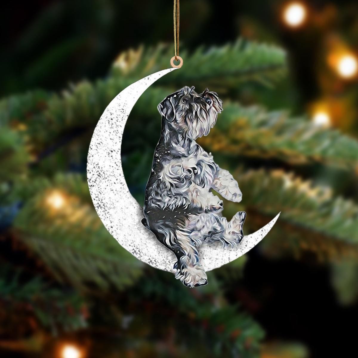 Schnauzer-Sit On The Moon-Two Sided Ornament