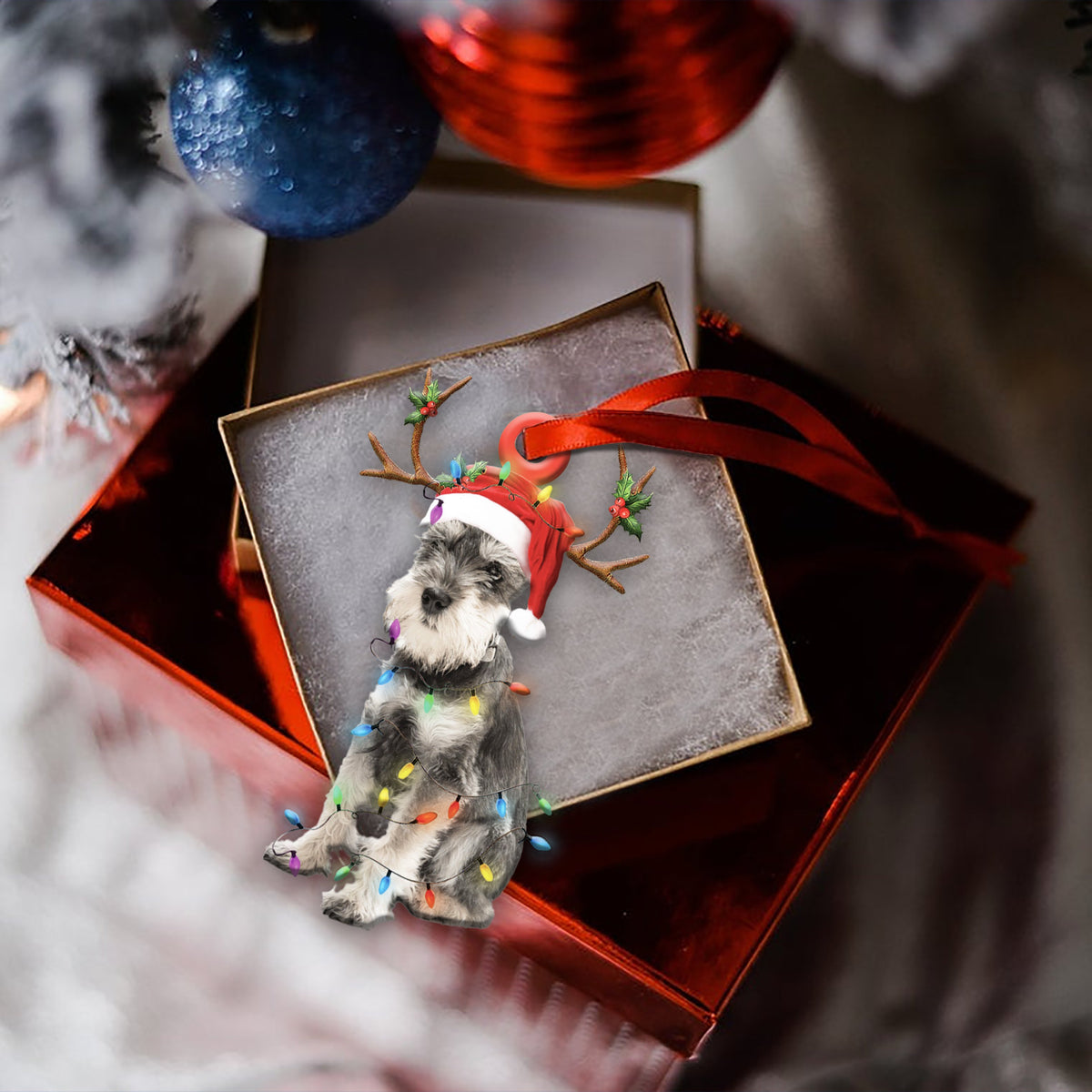 Schnauzer2 Christmas Shape Ornament