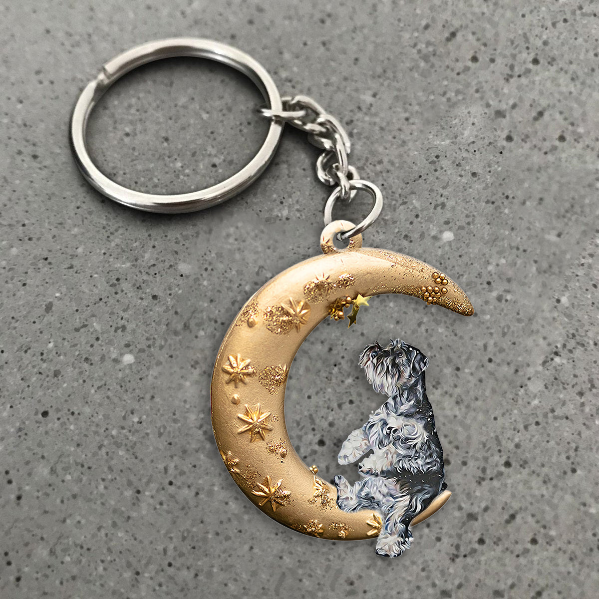 Schnauzer-Dog &amp; Moon Flat Acrylic Keychain