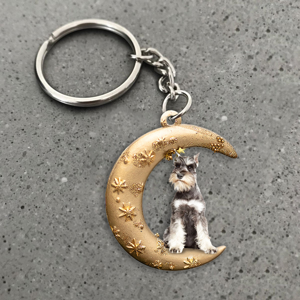 Schnauzer (3)-Dog &amp; Moon Flat Acrylic Keychain