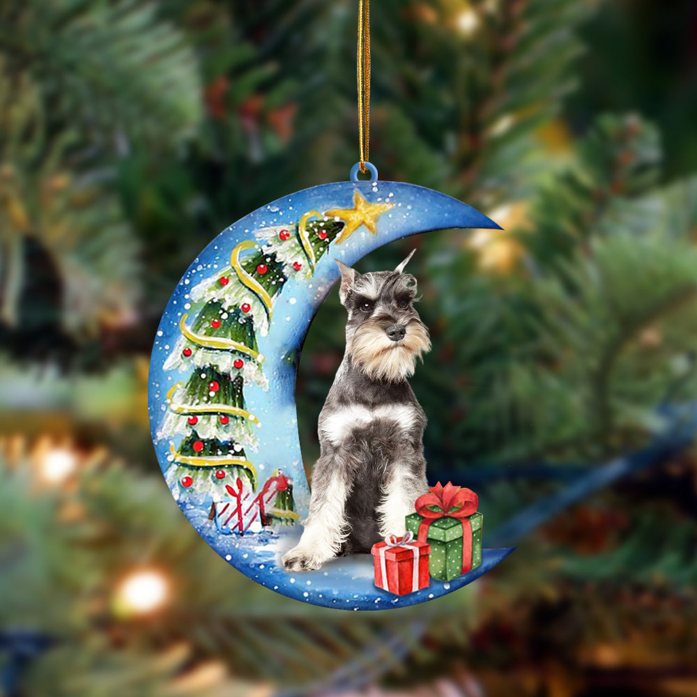 Schnauzer (3) Sit On The Blue Moon-Two Sided Ornament