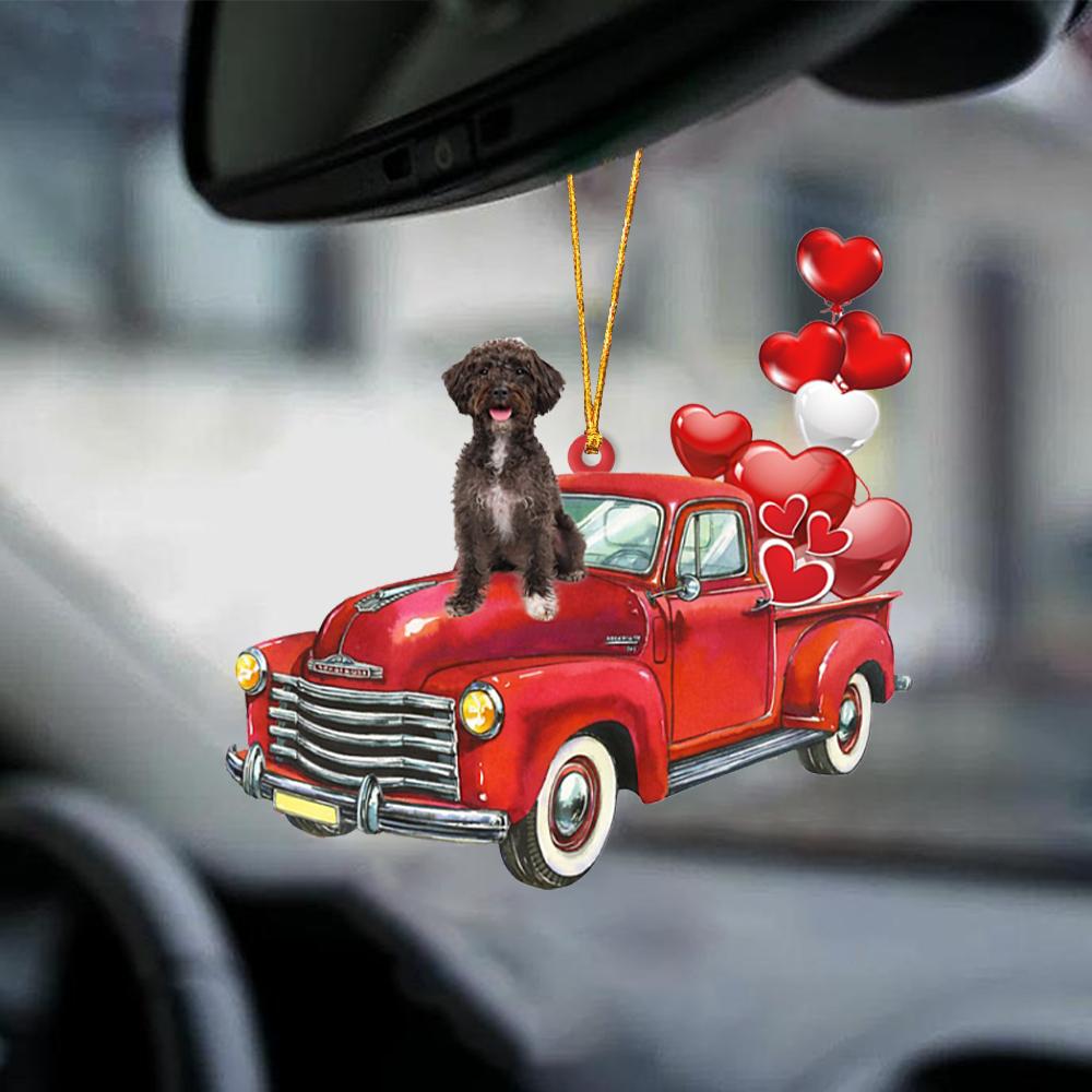 Schnoodle-Red Sports car-Two Sided Ornament