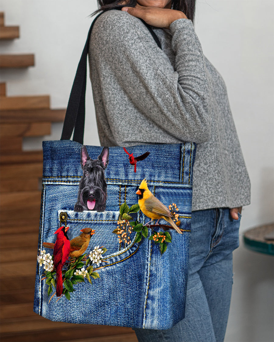 Scottish Terrier-Cardinal &amp; Dog Cloth Tote Bag