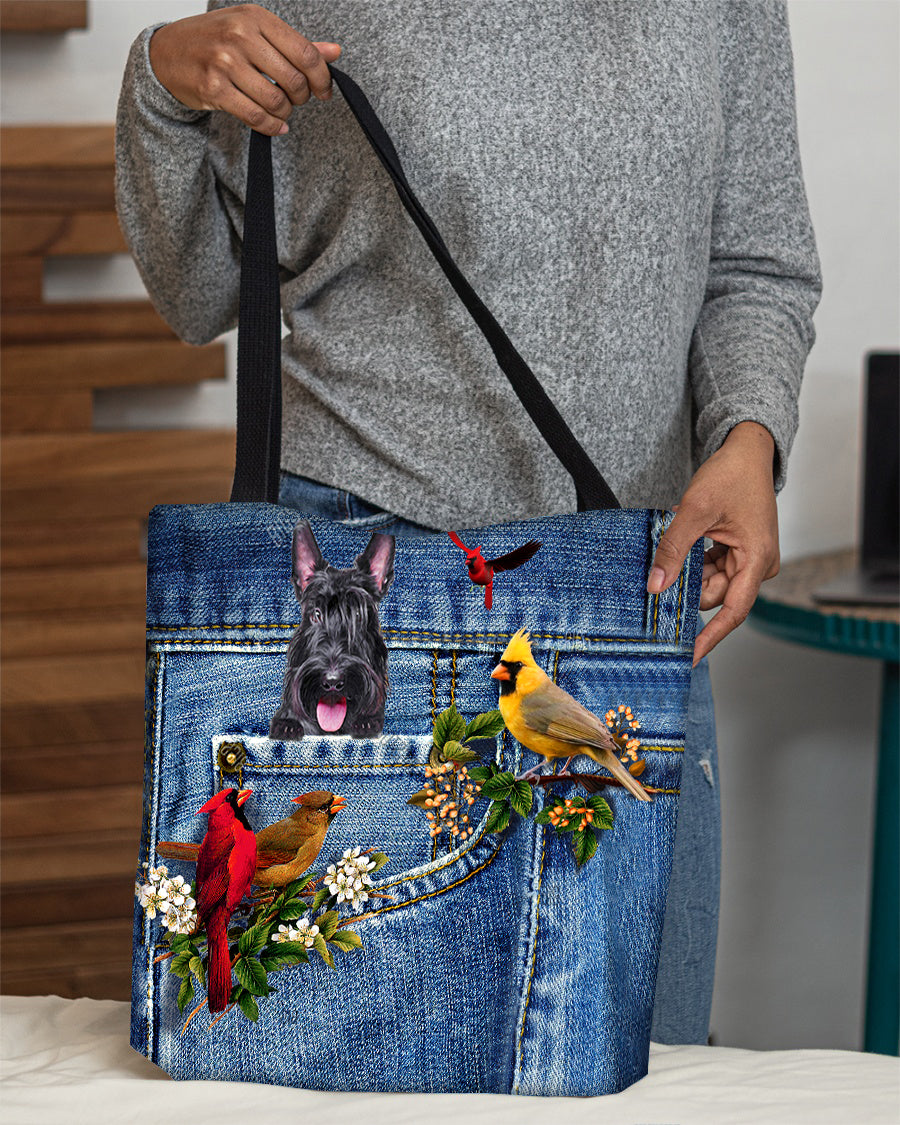 Scottish Terrier-Cardinal &amp; Dog Cloth Tote Bag